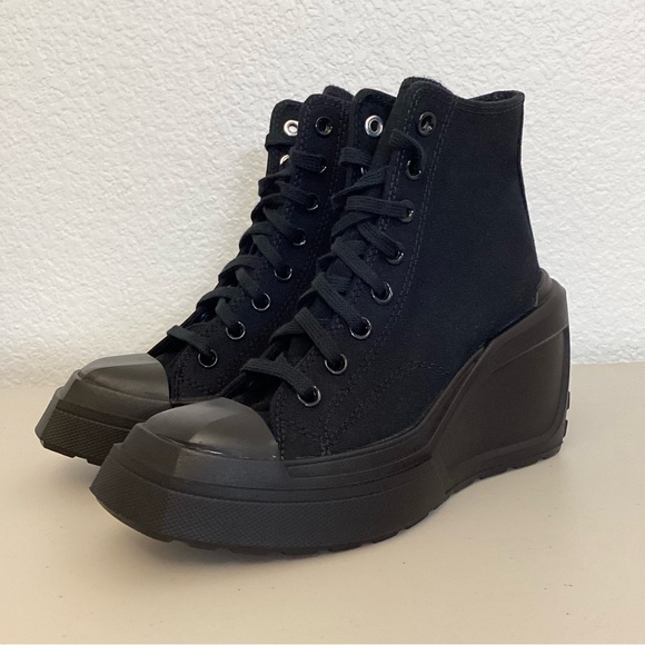 Converse 6 NWOT Chuck Taylor 70 De Luxe Wedge Hi Women’s Black Sneakers Shoes - Picture 4 of 16